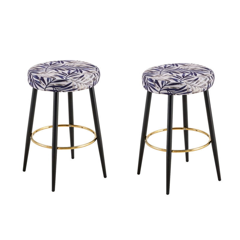 Ensemble de 2 tabourets de bar à hauteur de comptoir Stowell, Bleu, Tabouret de comptoir (siège d'une hauteur de 24 p