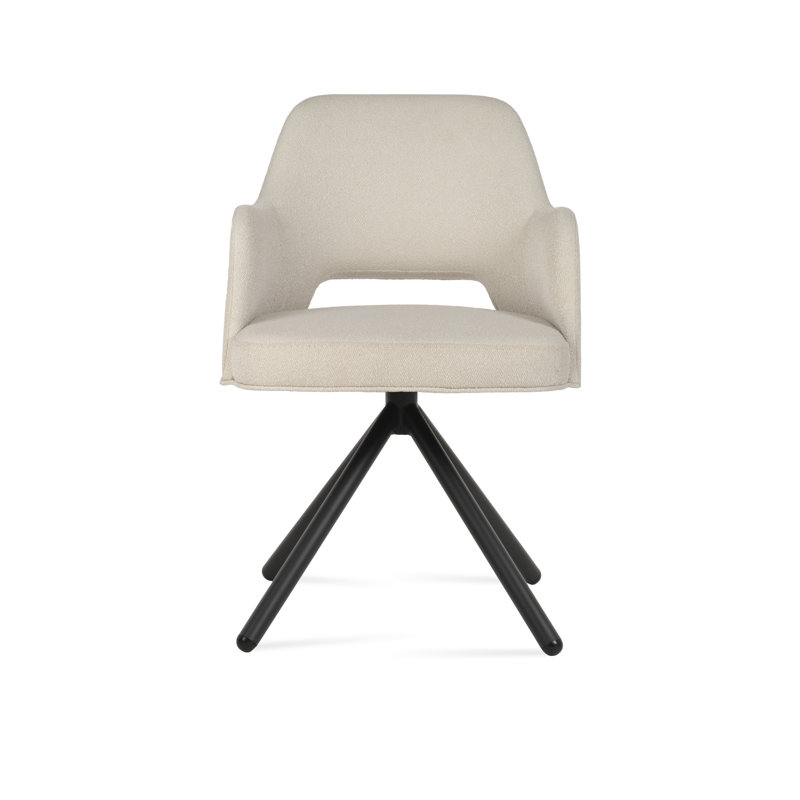 Fauteuil pivotant Marash Stick, Blanc cassé, Noir
