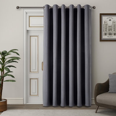 Linen 100% Blackout Eyelet Curtain Single Panel