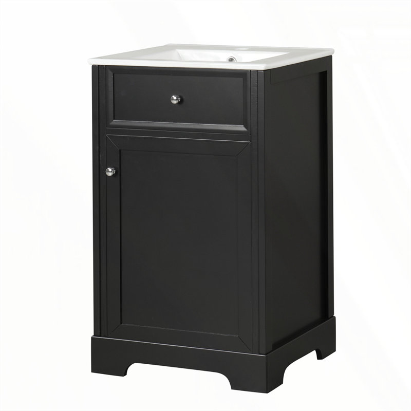 Meuble-lavabo de 20 po avec lavabo, Noir