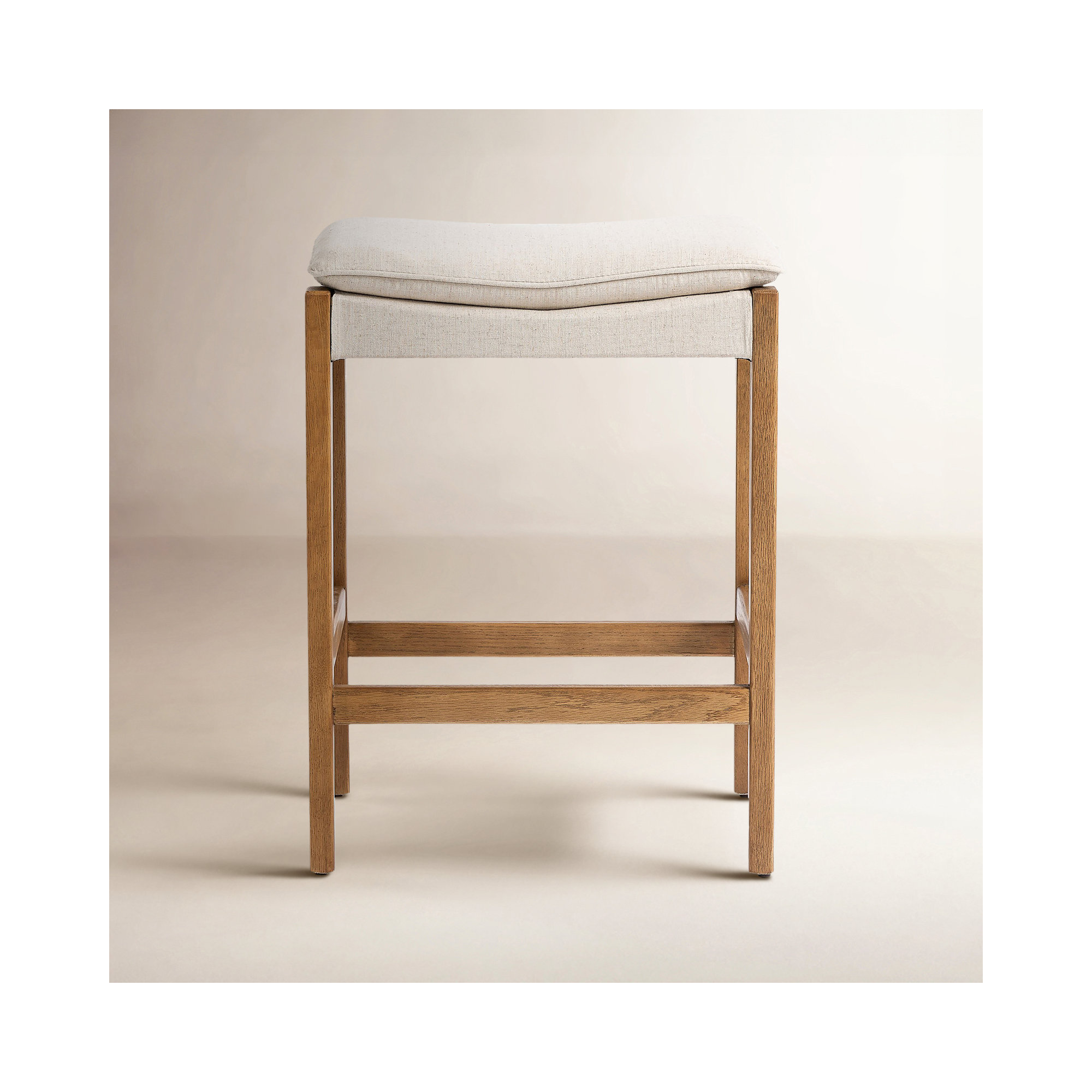 Caricia Leather Stool, Polyester Blend Savile Flax, Counter Stool (26.77" Seat Height)