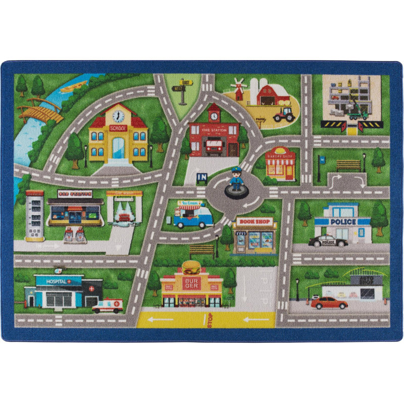 Armine Machine Made Tufted Rectangle 4'4" x 6'3" Polyamide Area Rug in Green/Yellow/Blue