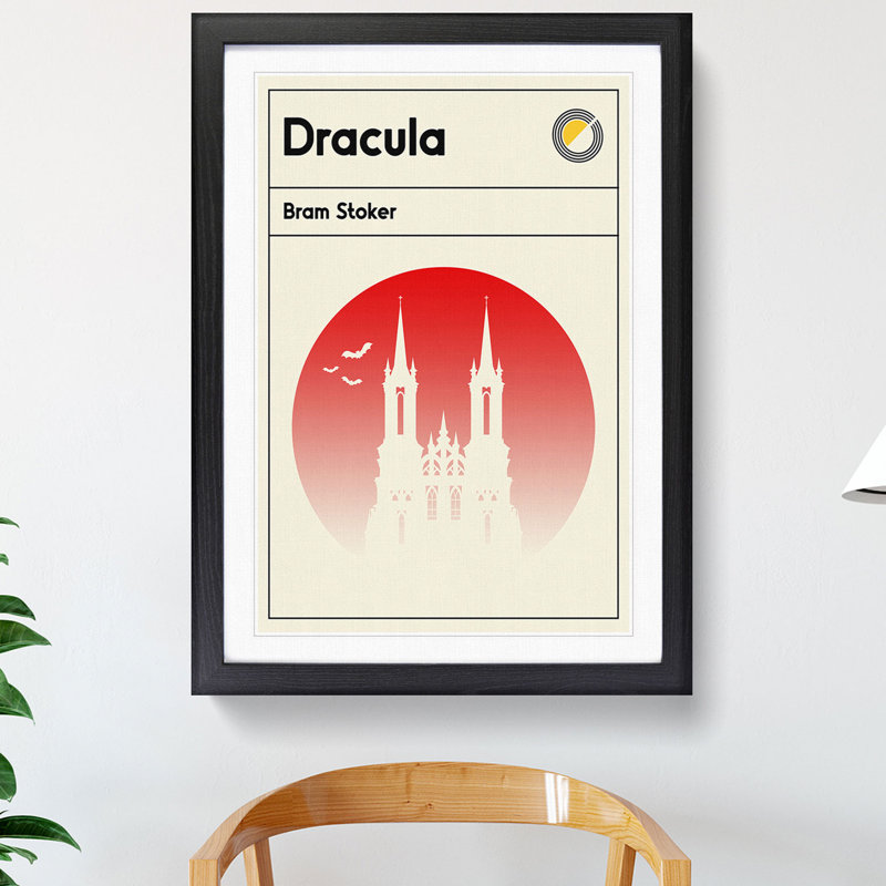 Book Cover Dracula Bram Stoker - Picture Frame Graphic Art, 90cm H x 65cm W x 2cm D, Black
