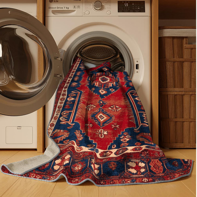 Tapis brun turc lavable à la machine, Rond 3 pi