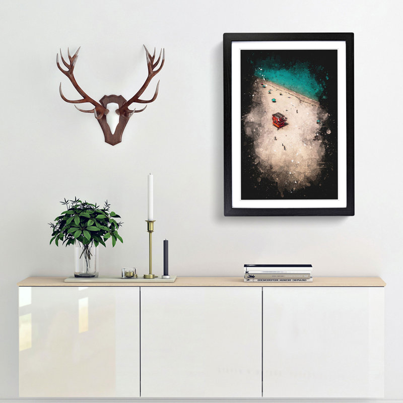 South Beach in Miami - Picture Frame Painting Print, 45cm H x 33cm W x 2cm D, Black Framed