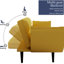 Jaune 57 pouces, cadre en bois massif et artificiel, réglable, essuyer avec un chiffon sec, poids de 71,87 lb pour le salon, 2 places assises, revêtement en velours, rembourrage en éponge, dossier, élégant-2058929595
