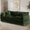 Canapé moderne en chenille avec 4 coussins - assise profonde, structure en bois massif