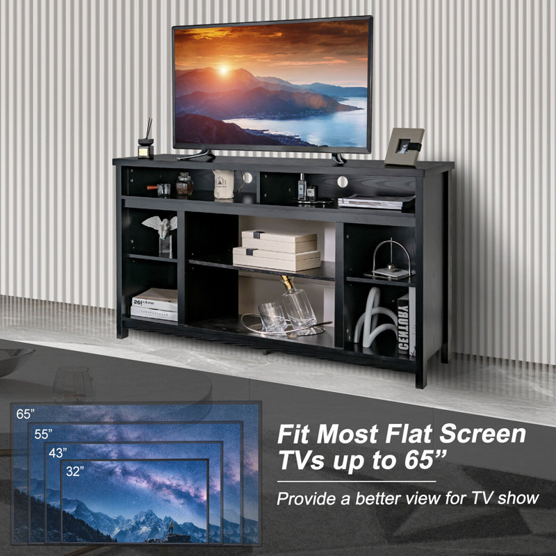 Ebern Designs 58'' Tv Stand Entertainment Console Centre W/ Adjustable Open Shelves Up To 65''