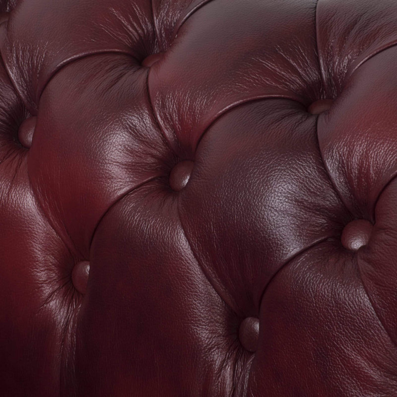 Tamberg Genuine Leather Sofa, Cherry, 4