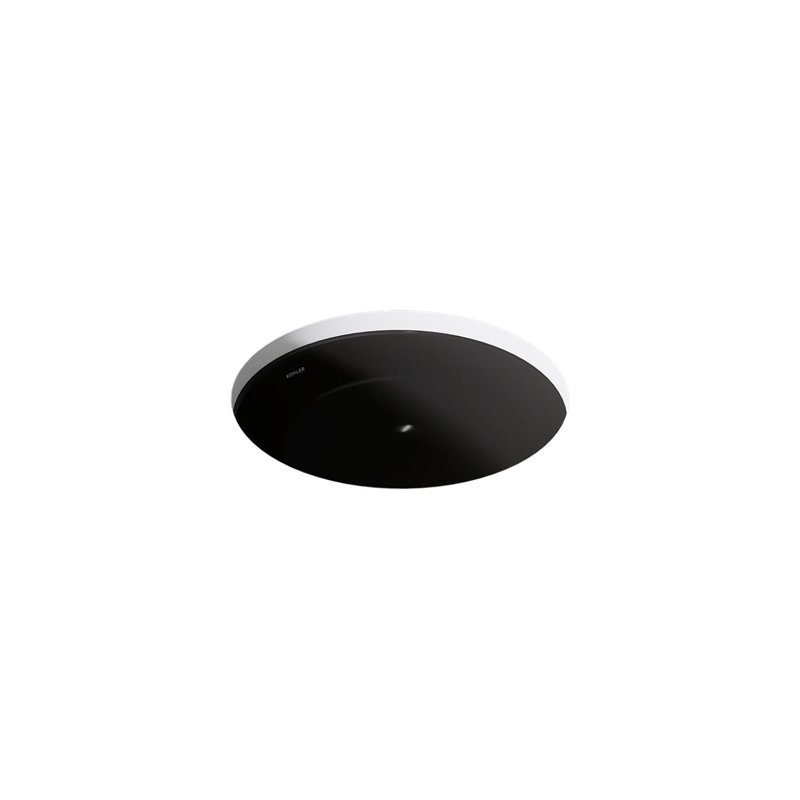 16-1/4 In. Round Undermount Bathroom Sink, No Overflow, Black