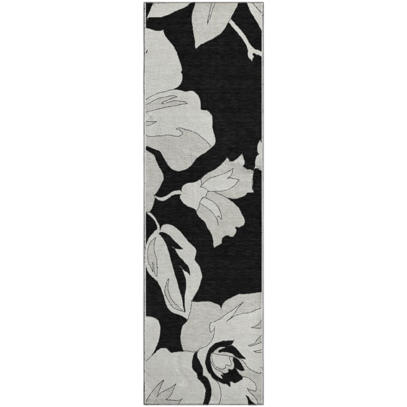 Tapis noir Prisco lavable à la machine de qualité supérieure, Tapis de couloir 2 pi 3 po x 7 pi 6 po