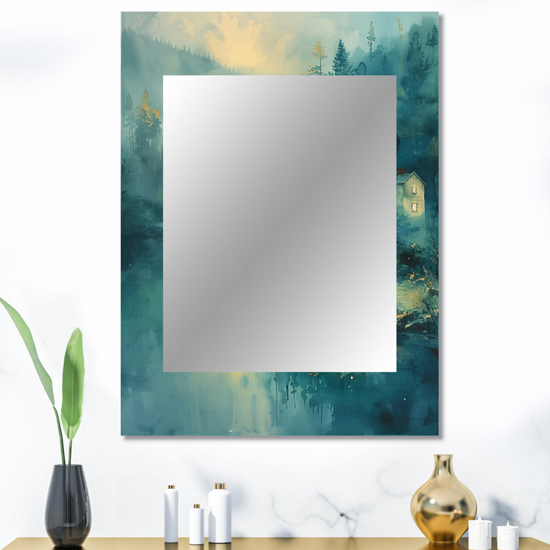 Green Grey winter Rural Refuge Mill - Mills Wall Mirror, Traditional Decorative Mirror, Printed Metal Art, 40" x 30"
