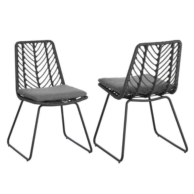 DEJA Outdoor Rattan Dining Chair Set with Water-Resistant Cushions, Perfect for Patio and Backyard Comfort