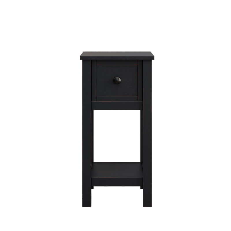 Table de bout peu encombrante avec tiroir de rangement et tablette fixe