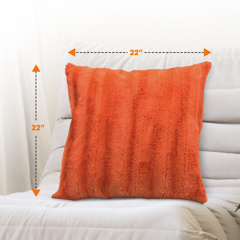 Rust Faux Fur and Micro Plush Throw Pillow Set