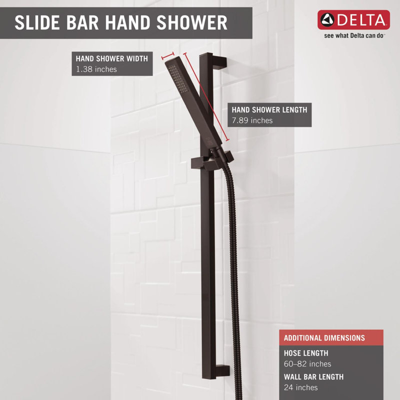 Vero Single Spray Hand Shower with Slide Bar, Handheld Shower Head, Slide Bar Hand Shower 1.75 GPM, Venetian Bronze