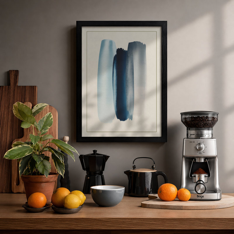Three Brushstrokes Minimalist - Print, A2 - 59.4 x 42.0 cm, Black
