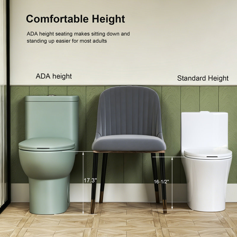 Toilette allongée une pièce avec siège compact 17 po ADA Comfort, Green