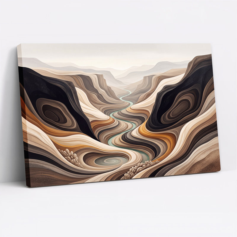«Layered Canyon River Valley in Earth Tones», art mural sur toile, H 20 po x l 30 po