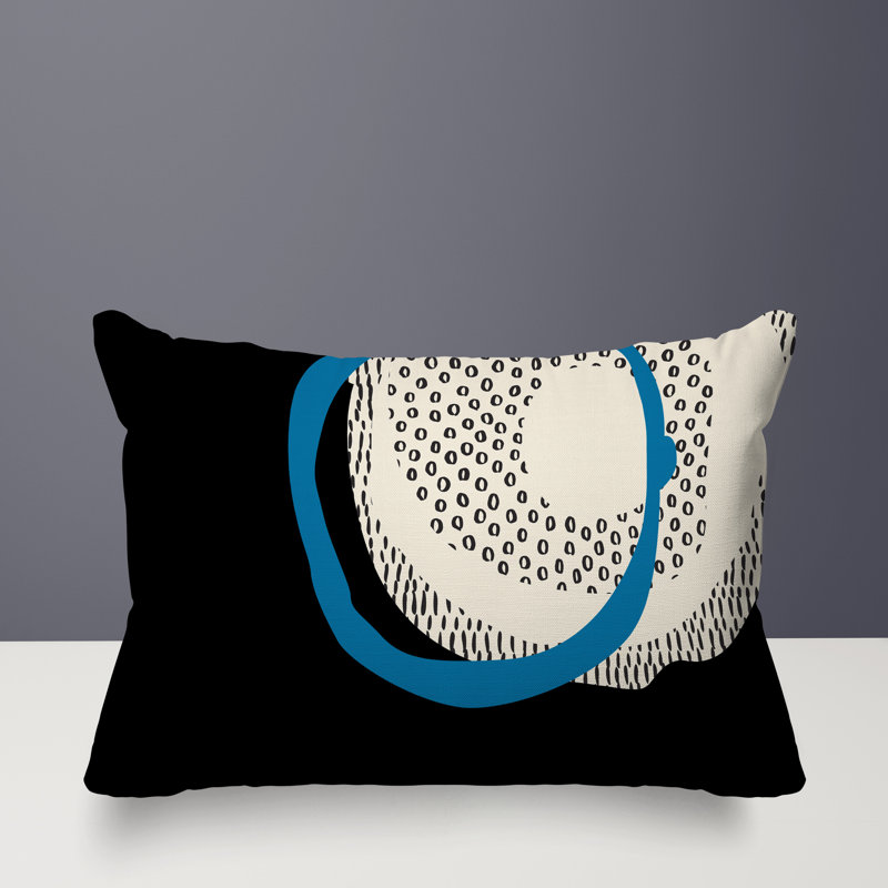 Coussin lombaire réversible intérieur / extérieur Vikka, H 14 po x l 20 po, Turquoise / noir / blanc cassé