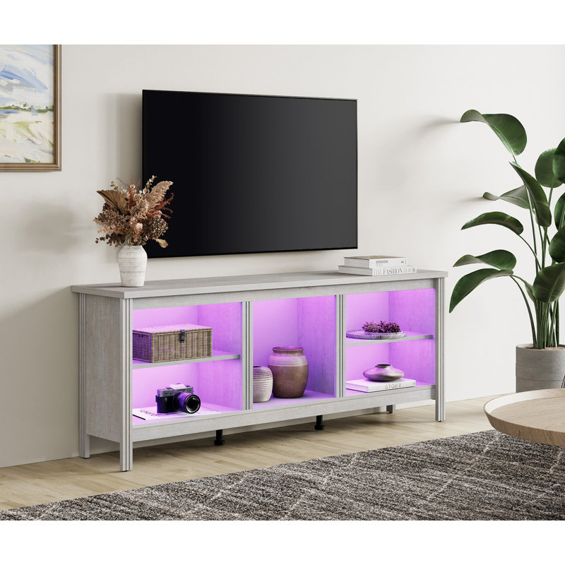 Crédence de rangement l 70 po Ashae, Blanc / DEL RVB