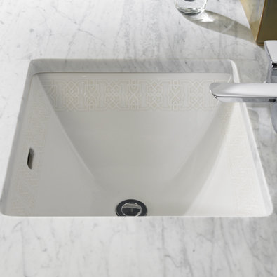 Waza® Vitreous China Rectangular Undermount Bathroom Sink, Cotton-Sultana