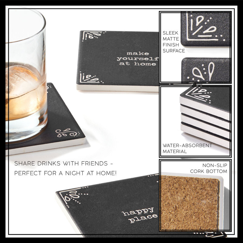 Ensemble de 4 sous-verres en céramique Happy Place