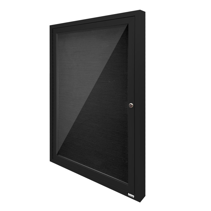 Tableau d'affichage mural fermé pour armoire d'annuaire, Noir thermolaqué, Un, H 36 po x l 24 po