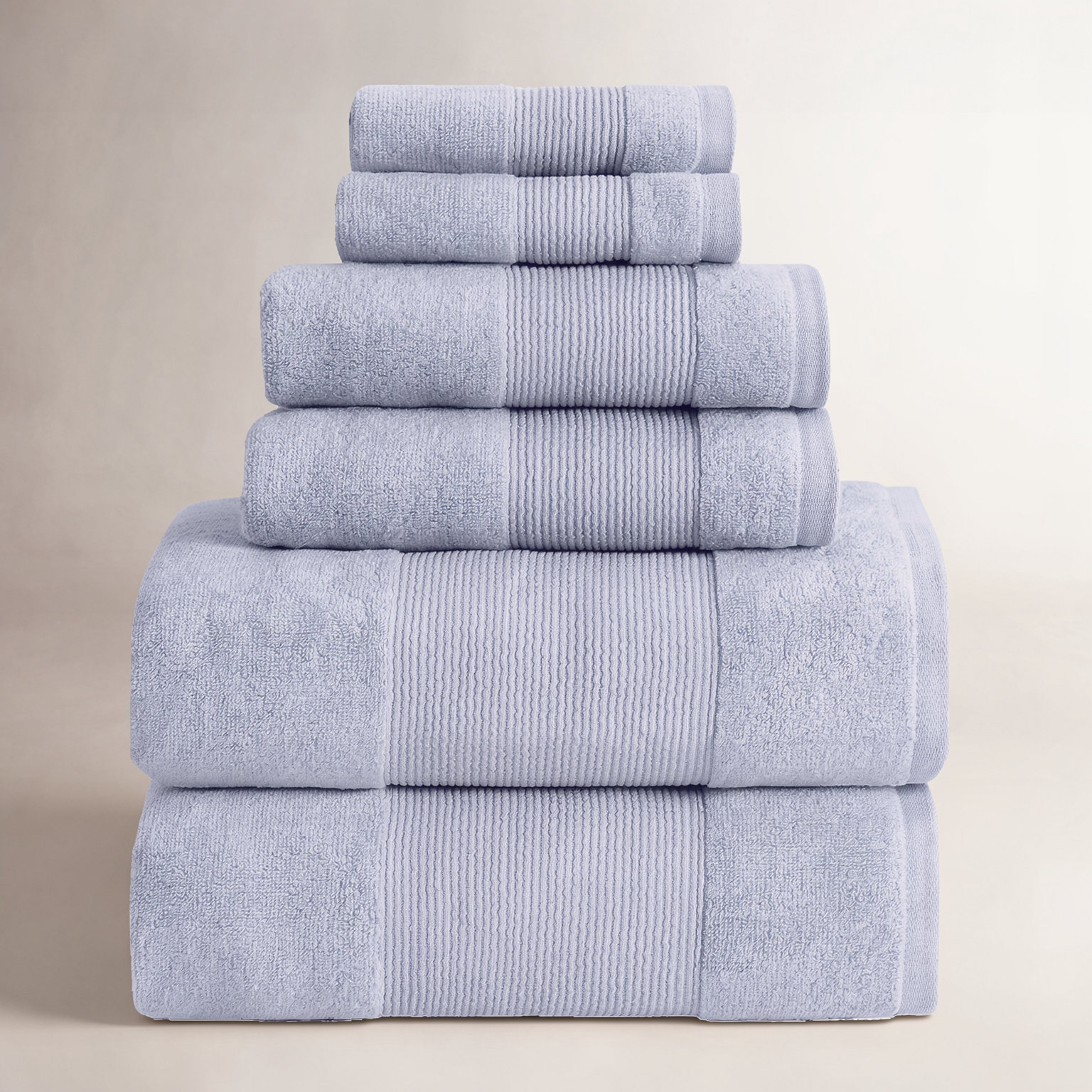 6-Piece Zero-Twist Cotton Towel Set, Wedgewood Blue