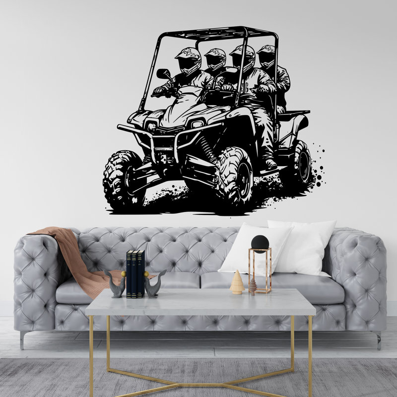 Adhésif décoratif pour quad, 4 x 4 roues, H 20 po x l 17 po, Noir mat