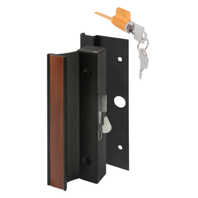Patio Door Surface With Hook Latch, Extruded, Black Finish, Keyed