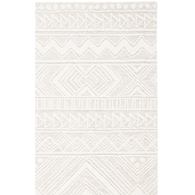 Kyndall Southwestern Handmade Tufted Wool Light Gray/Ivory Area Rug