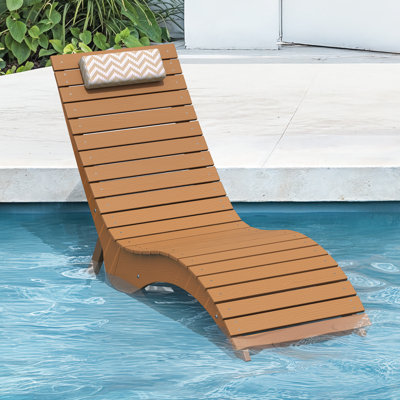 Ergonomic Water-Resistant Woodgrain Patio Chaise Lounge With Anti-Drift Design & Detachable Headrest by Brayden Studio