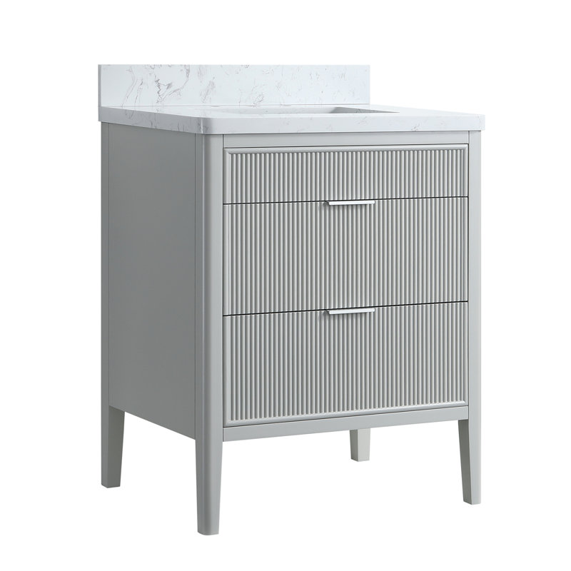 Freestanding Single Sink Bathroom Vanity, Gray, 30"