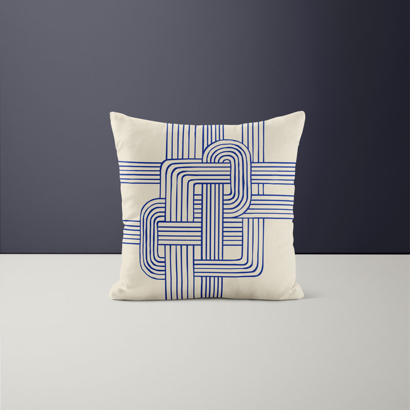 Jeté carré en polyester intérieur / extérieur, L 15 po x H 15 po, Bleu marine