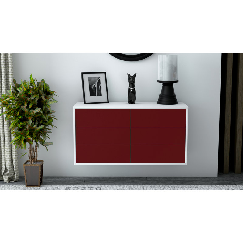 Cossette Unfinished Floating TV Stand, Red