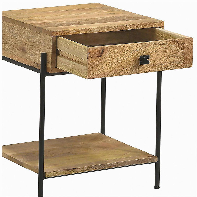 Table décorative 1 tiroir avec tablette inférieure Natural Mango