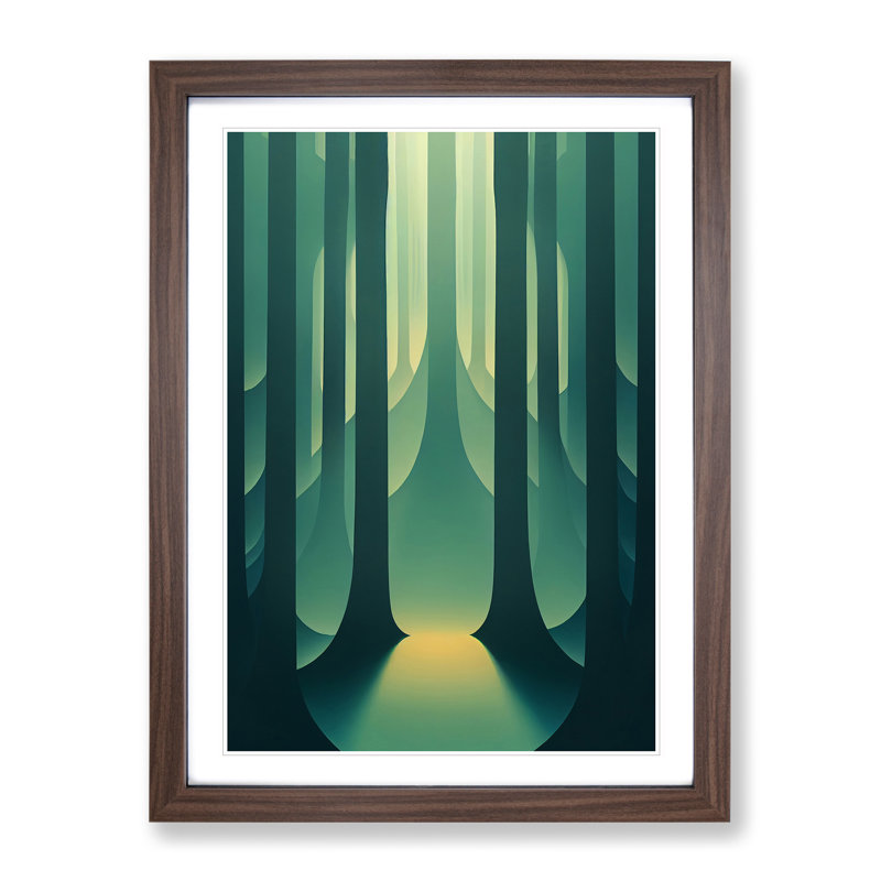 Symmetrical Forest No.4 Abstract - Single Picture Frame Print, 34cm H x 25cm W x 2cm D, Walnut Framed