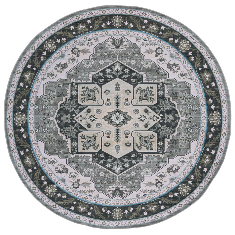 Fearn 118 M/W S/R Performance Machine Washable Oriental Rug, Round 6'