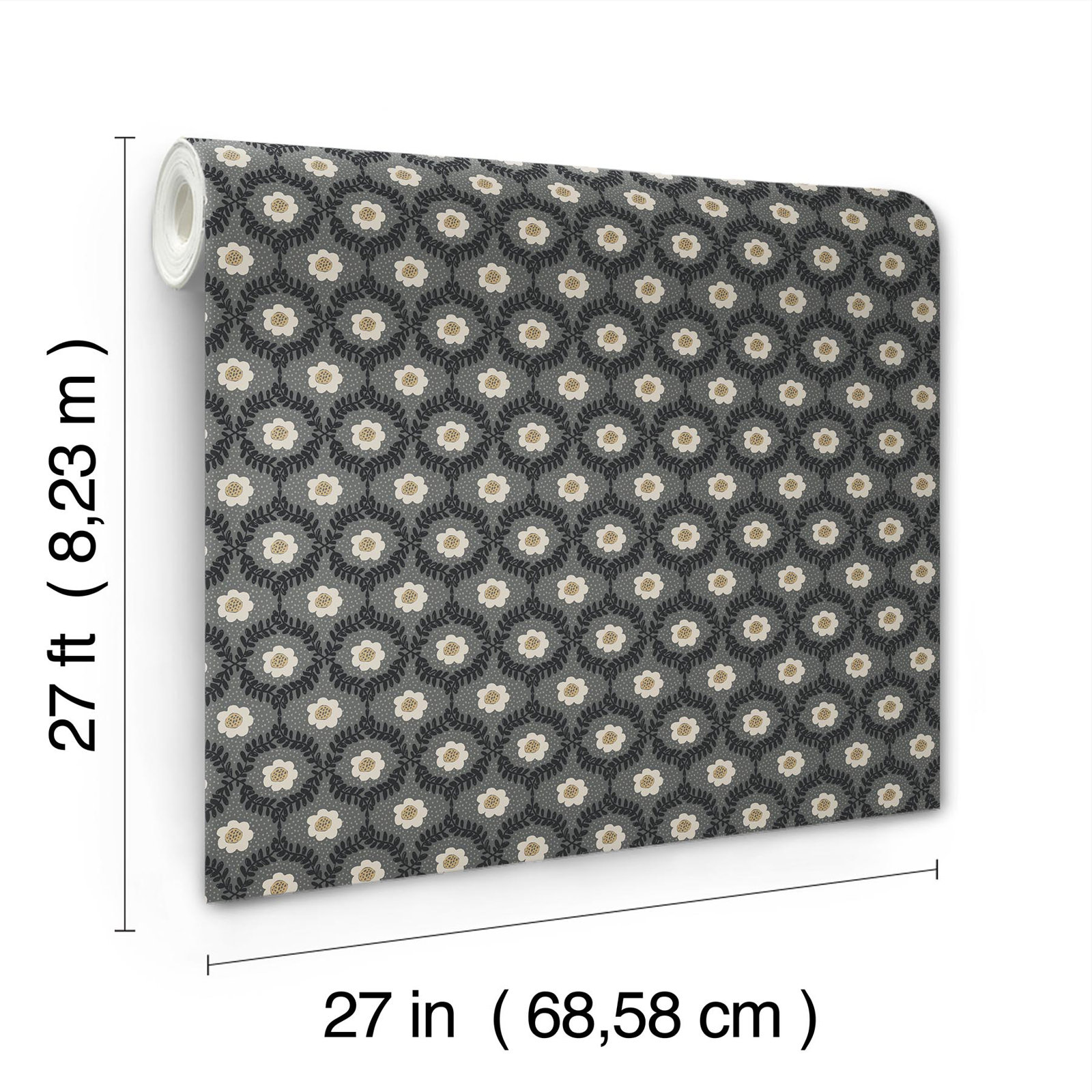Rifle Paper Co. Emma Wallpaper Double Roll, Black