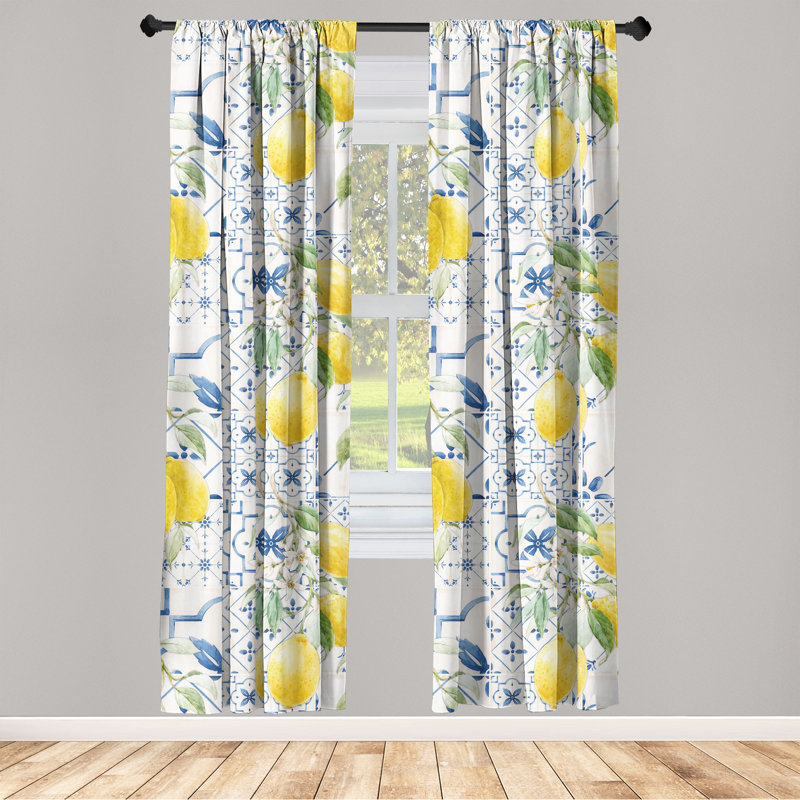 Daveen Semi Sheer Curtain Pair, 56" W x 63" L