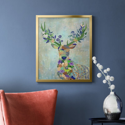 Fantastic Florals Deer, Portrait Premium Framed Canvas - Ready to Hang