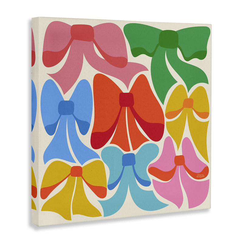 "Rainbow Bows Ribbon Shapes", art mural par Carrie Cantwell, H 17 po x l 17 po