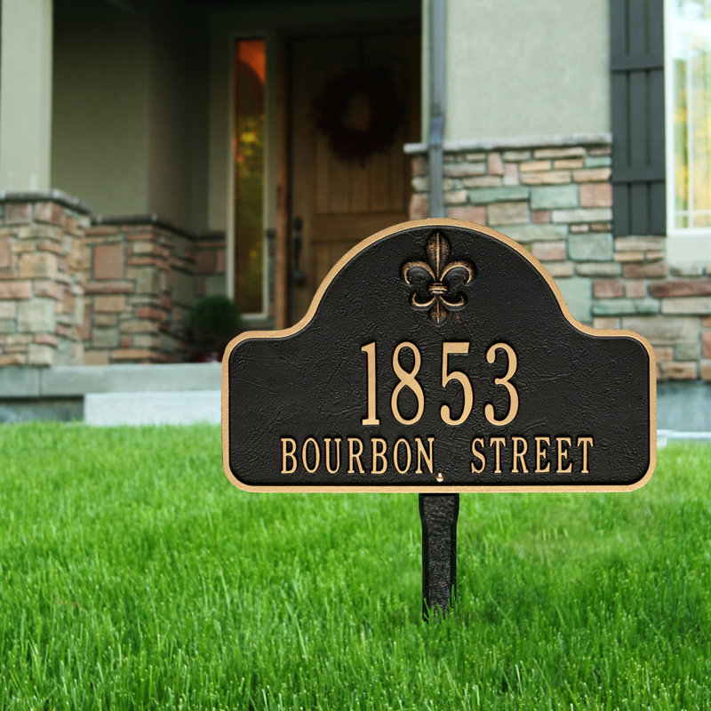 Fleur de Lis Address Plaque, Black / Gold, Yes