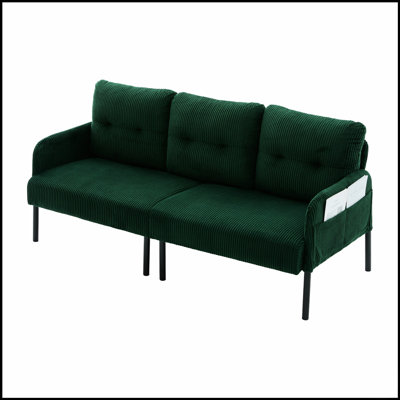 Causeuse surdimensionnée, canapé à deux places moderne et moelleux, canapé rembourré en velours côtelé, canapé de chambre confortable avec pieds en métal et poches latérales, idéal pour le salon, la chambre à coucher, un dortoir, un appartement