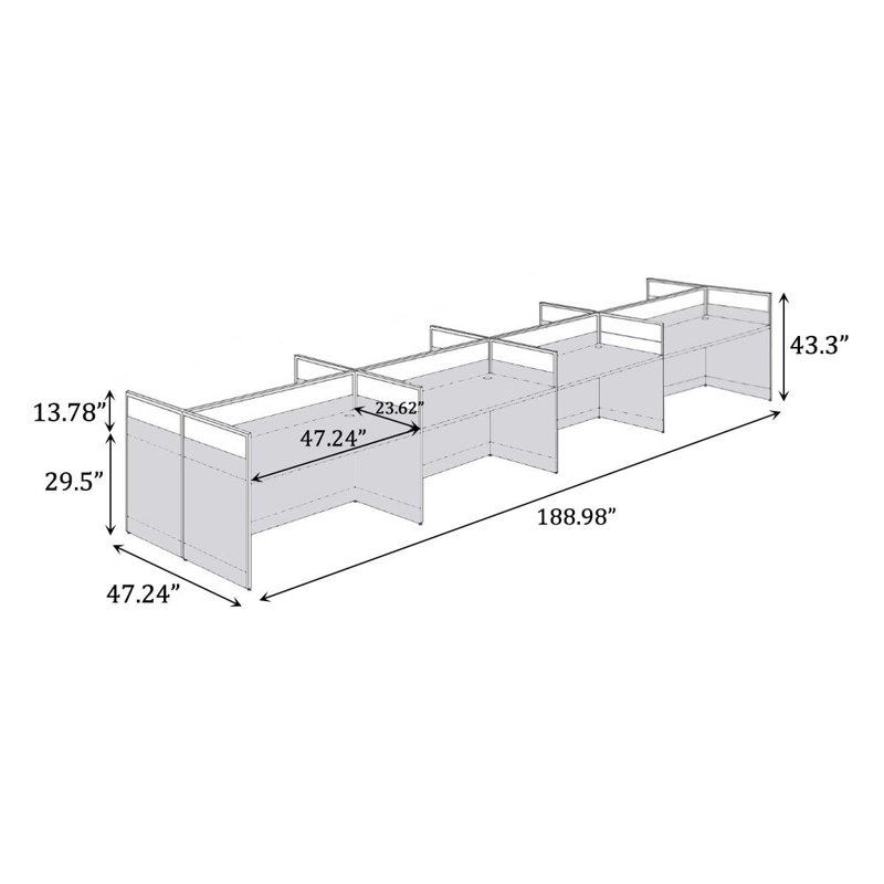 Rectangle 8 Person Benching Workstation with Cable