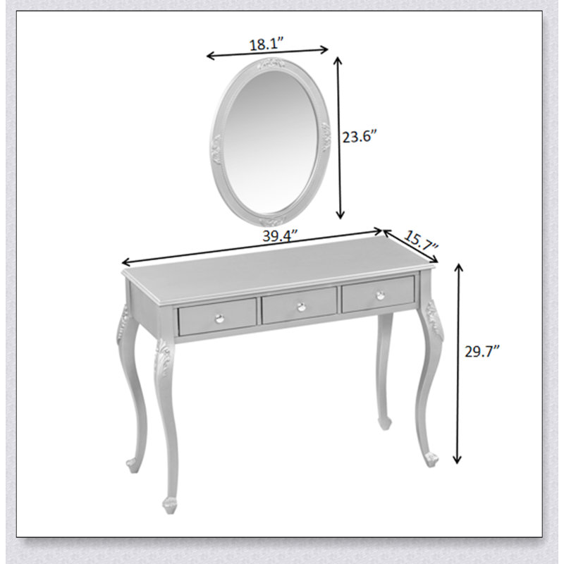 Meuble-lavabo de luxe avec miroir ovale et trois tiroirs de rangement pour l'organisation de bijoux et de cosmétiques