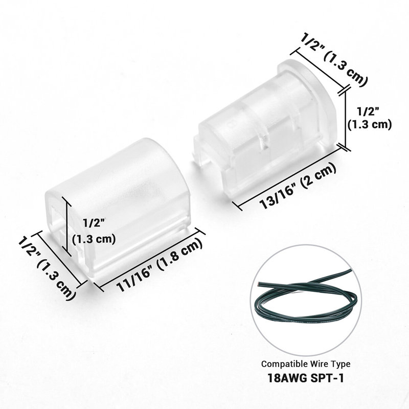 Yescom 100Pcs End Caps Termination Caps for 18AWG SPT-1 Wire Zip Cord Lighting