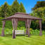 Pavillon de jardin en acier 10 x 13 pi, pour jardin avec toit ventilé et rideaux (kaki)-123218939
