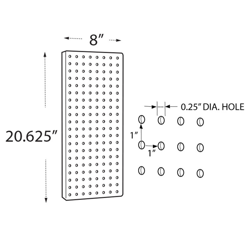 Solution de rangement pour panneau perforé, taille: 20,625 po x 8 po, paquet de 2
